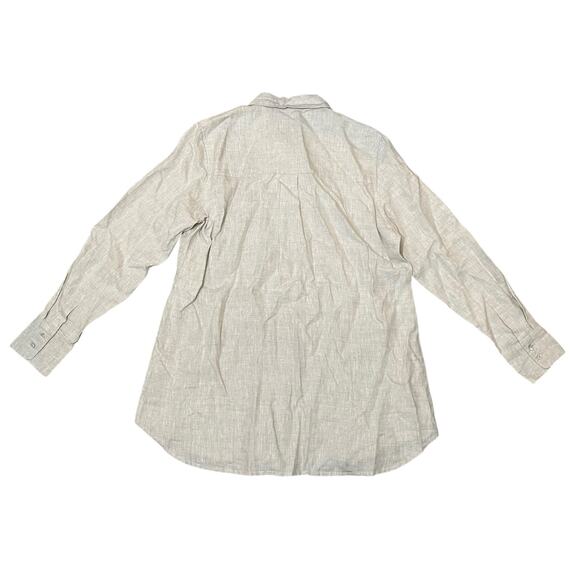 NEW ADOR 100% Linen Button Up Shirt Oversized Lagenlook Beige - Size Medium - Picture 7 of 8